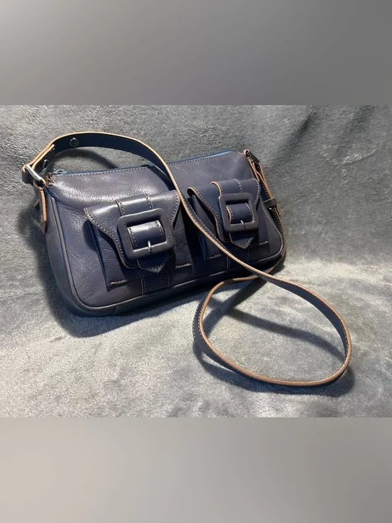 Kenneth Cole Two Tone Leather Buckle Bag w/ Silver Hardware - Picture 1 of 8